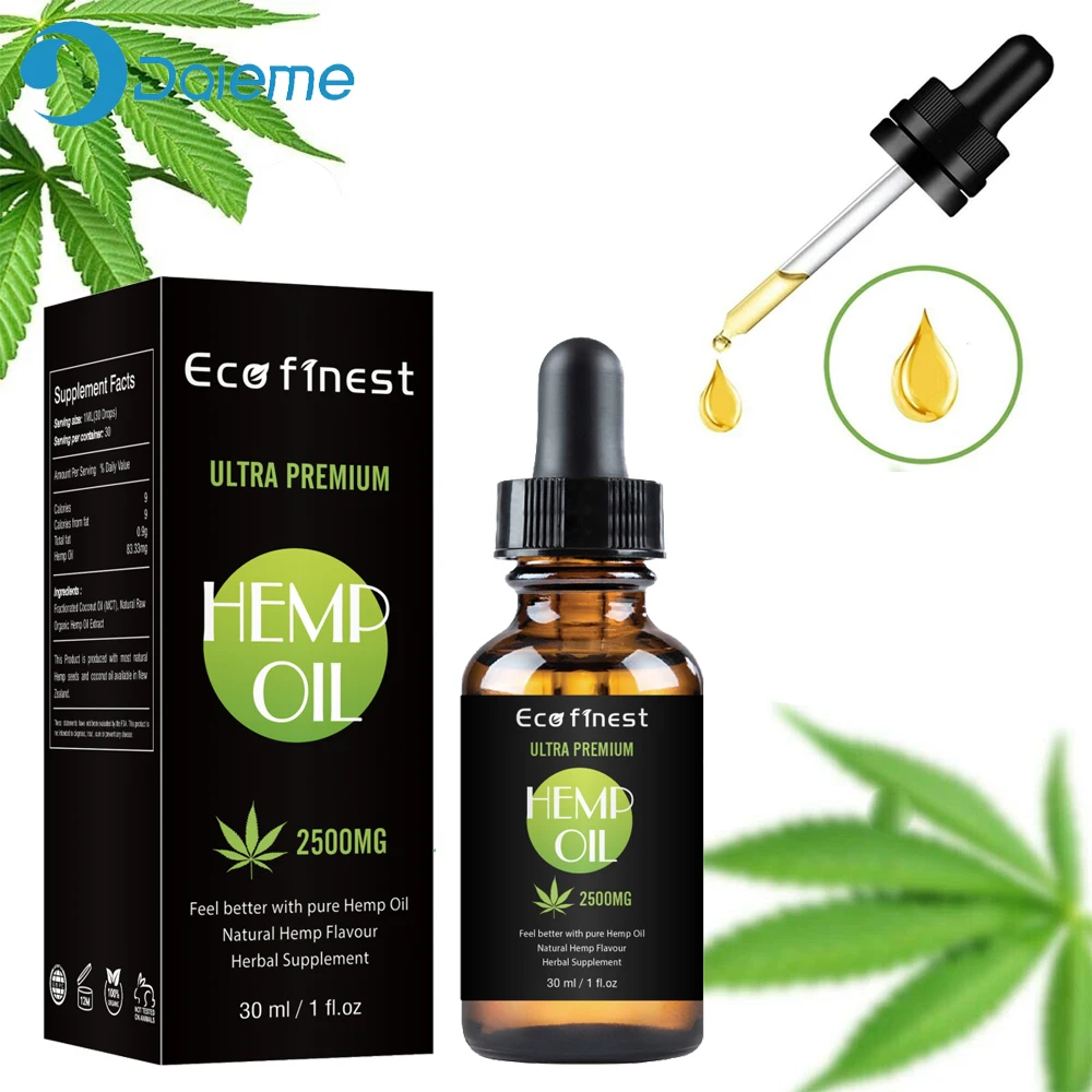

30ml 100% Organic Hemp CBD Oil Bio-active Hemp Seeds Oil Extract Drop for Pain Relief Reduce Anxiety Better Sleep Essence 2500mg