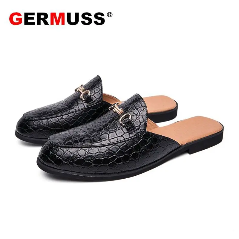 Модные роскошные мужские лоферы под крокодиловую кожу тапки из кожи пу дышащие шлёпанцы для мужчин уличные легкие полуботинки