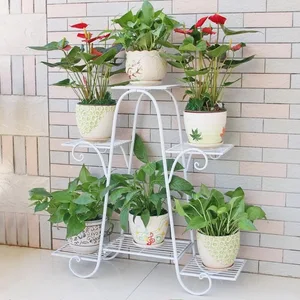 European Style Iron Flower Stand Ground Type Plant Stand Balcony Living Room Indoor Multi Layer Flower Shelf Furniture