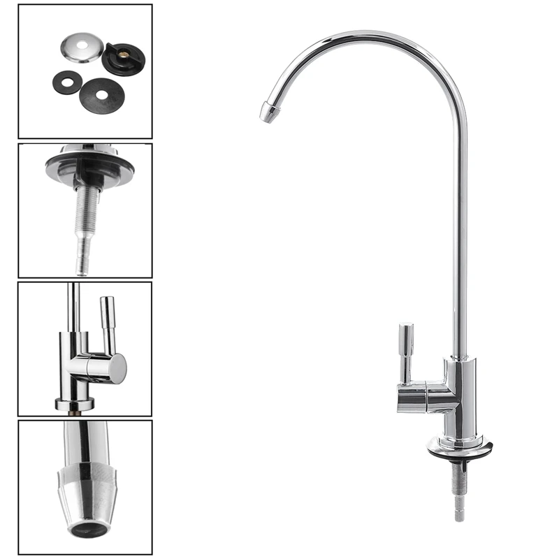 

Hot Sale 1/4 Inch Chrome Drinking Water Filter Faucet Reverse Osmosis Sink Kitchen Tap