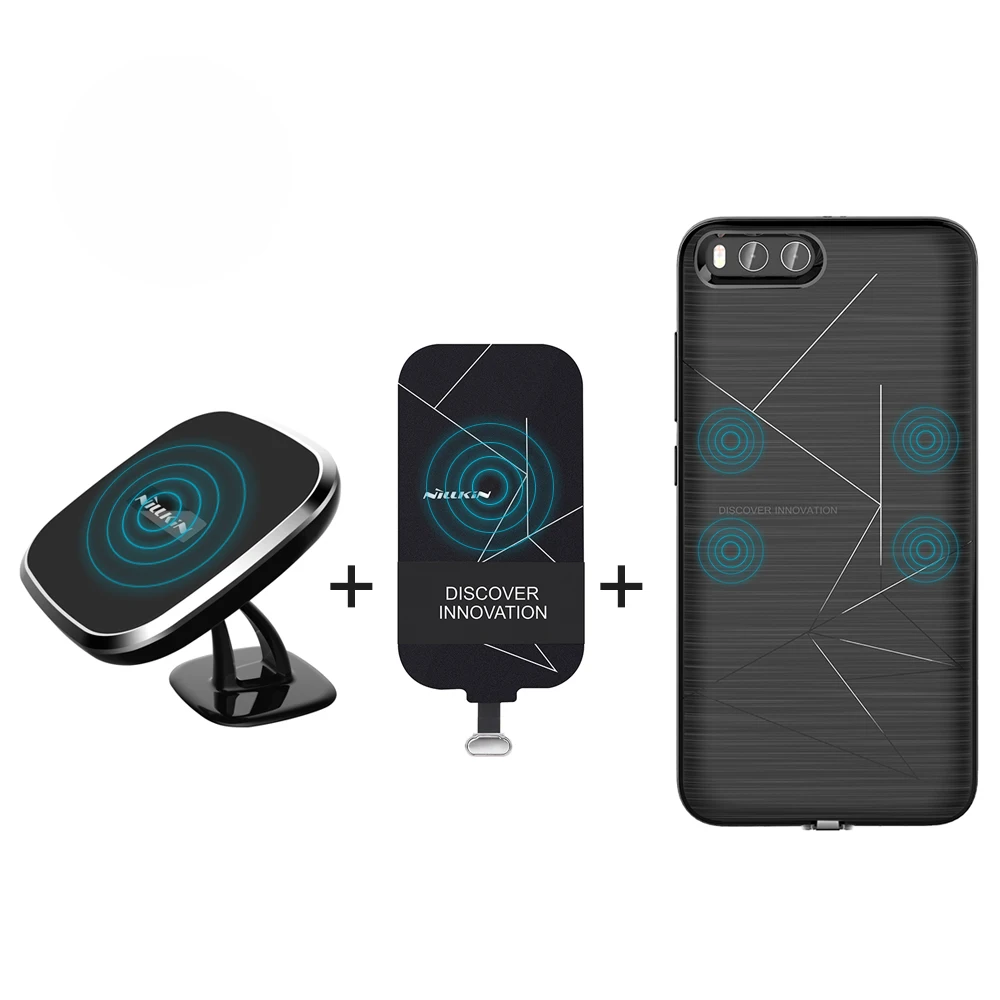 

For xiaomi mi6 case cover 5.15'' NILLKIN qi wireless charger pad + Magnetic wireless charger receiver case Portable Charger Pad