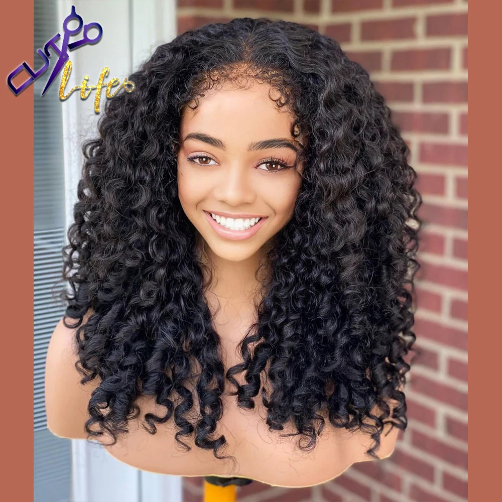 Loose Deep Curly 13X4 Lace Front Wig Curly Edges Wigs For Women PrePlucked With Baby Hair Frontal 13x6 Lace Frontal Wigs