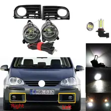 Светодиодный противотуманный фонарь для VW Golf 5 A5 MK5 2004 2005 2006 2007 2008 2009 автомобиль передний светодиодный фонарь светильник тумана светильник с решеткой и провода