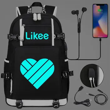 

Luminous Likee App Backpacks for Students Back to School Bags Likee Usb Charging Black Travel Shoulders Backpack for Boys Girls