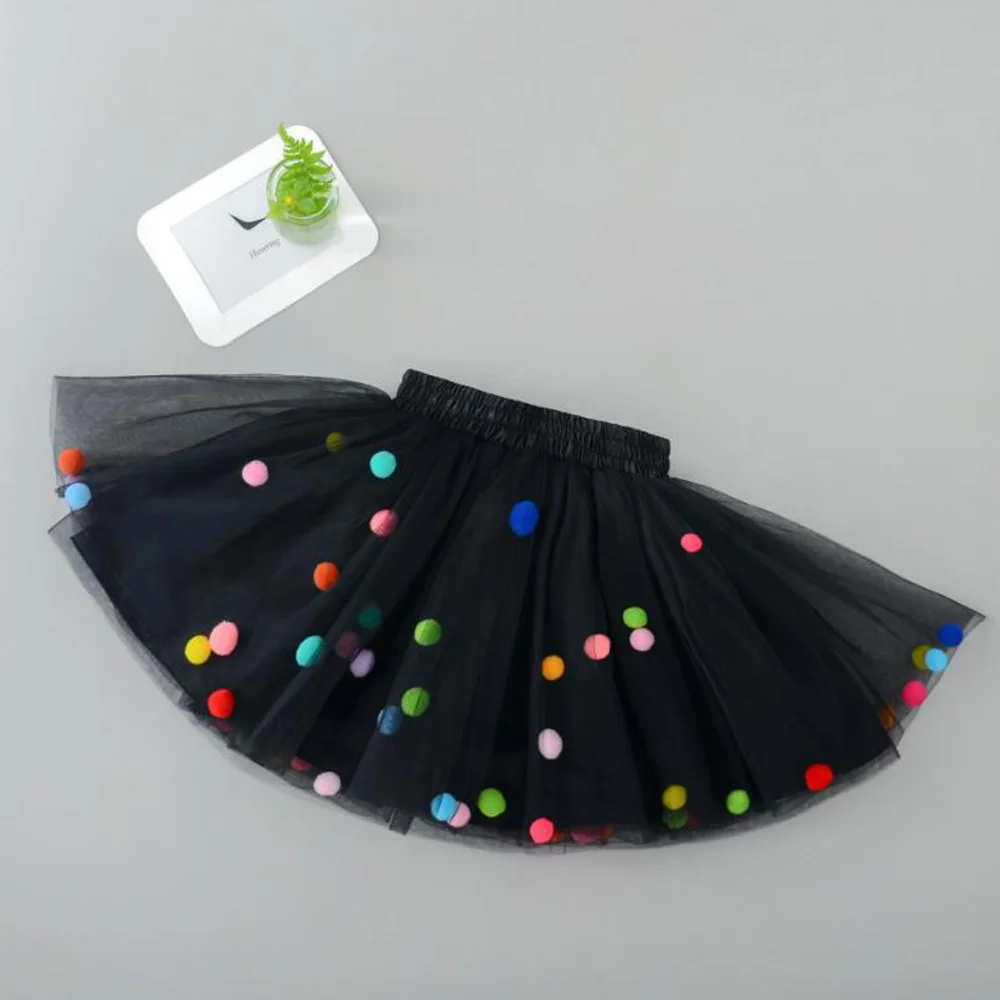 

13 Colors Girls Pom-Pom Ballet Dance Skirts Children Rainbow Pom Tutus Princess Skirts for 0-9Years Unicorn Tulle Skirts