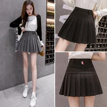 Повседневные женские юбки трапециевидной формы с высокой талией в стиле Харадзюку, милая короткая плиссированная юбка на осень и зиму, новые женские мини-юбки