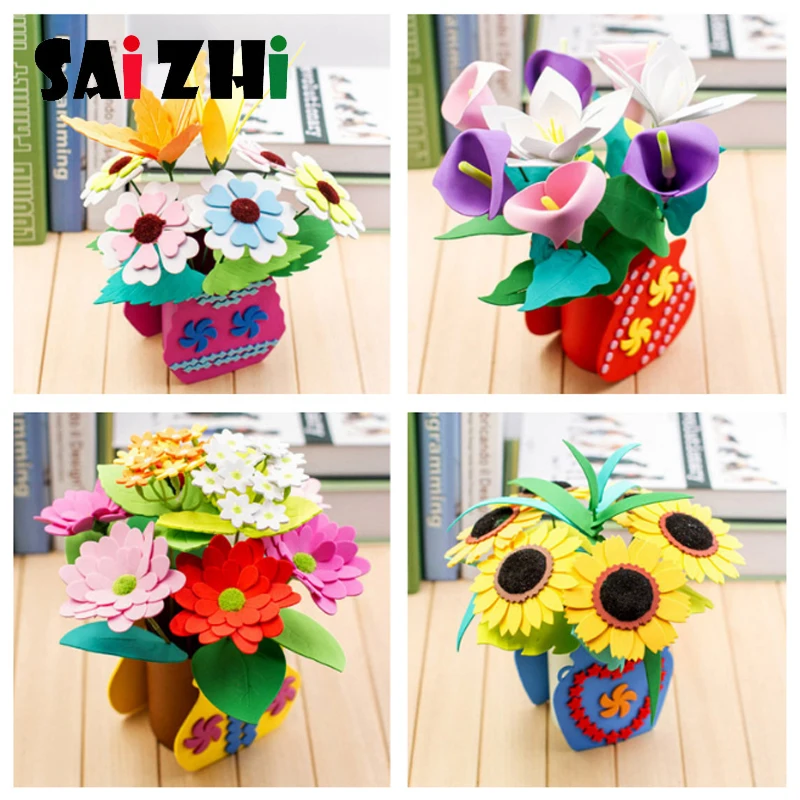 Saizhi креативный 3D ручной работы EVA цветочный горшок игрушка для детей DIY ремесленные наборы креативный детский сад развивающие дети девочки DIY ремесло