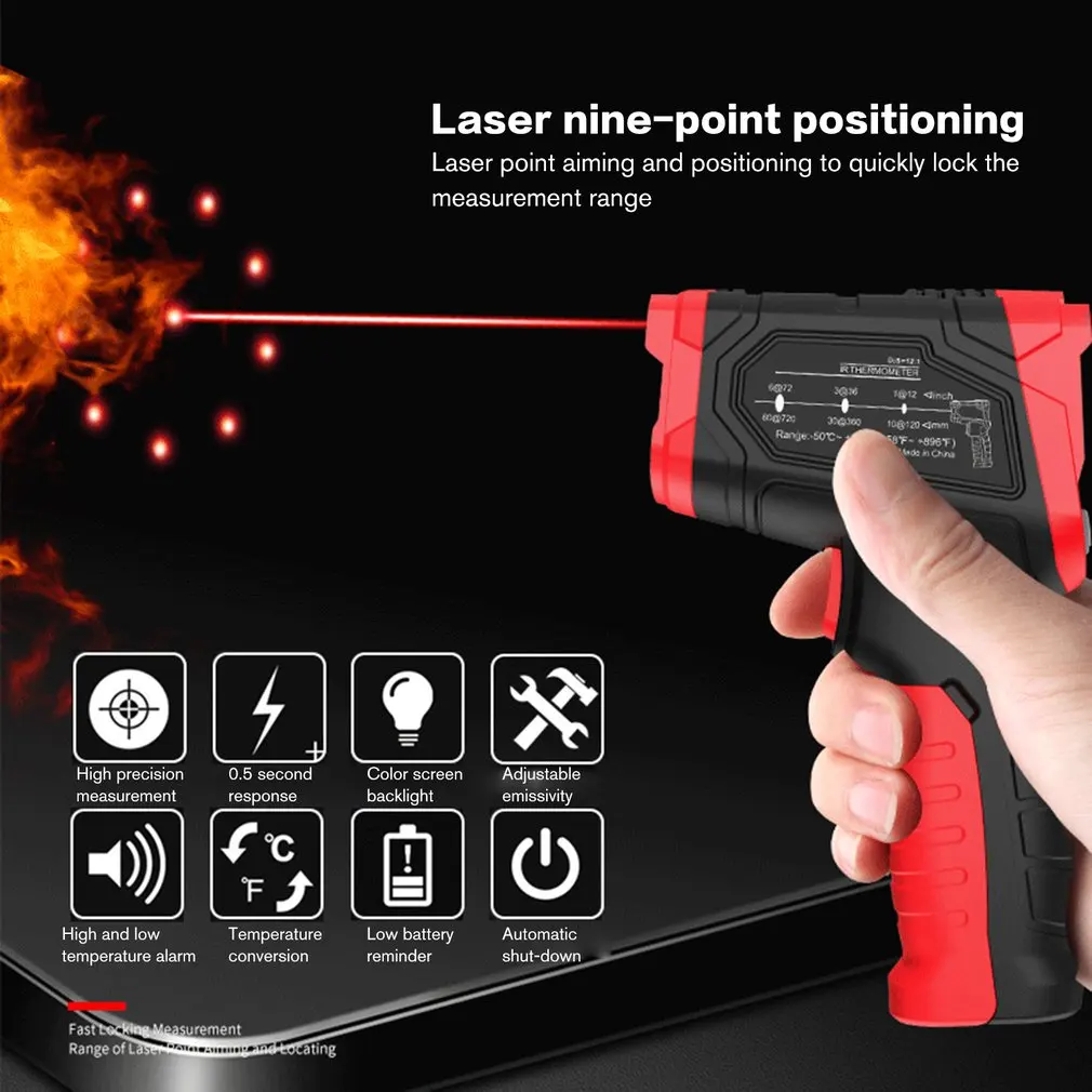 Beste Non Contact Lcd Digitale Ir Thermometer Infrarood Laser Point Gun Oppervlakte Temperatuur Pyrometer Imager