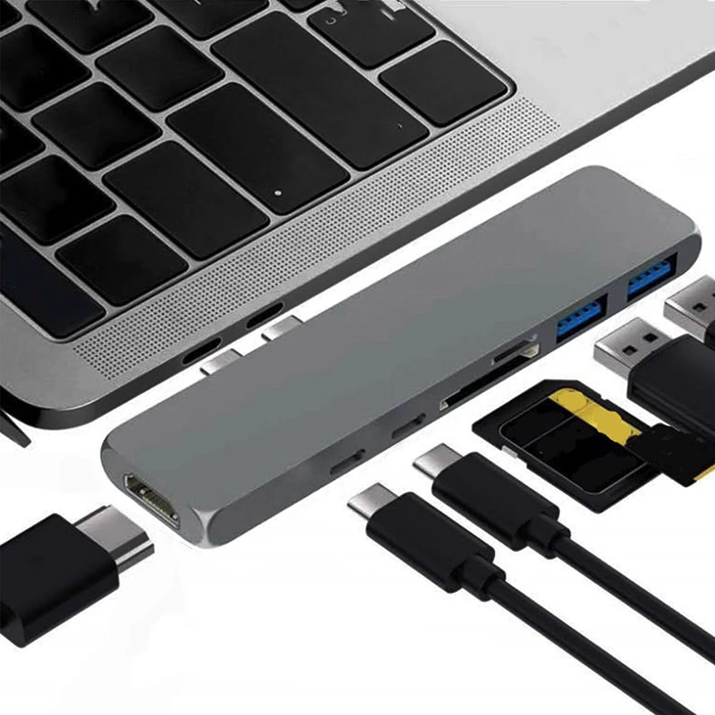 PD зарядки RJ45 адаптеры 7 в 1 usb хаб USB Type C к 3 0 4K HDMI ноутбук док станция