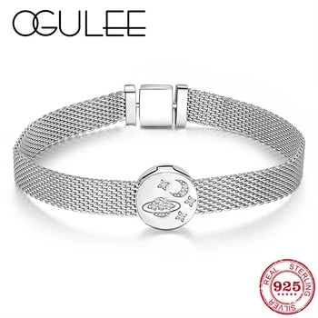 

Round CZ Star Moon Clip Beads 925 Sterling Silver Bracelets fit Original Reflection Women Bracelets Clip Charm DIY Jewelry
