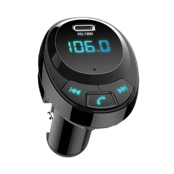 

Car Bluetooth FM Transmitter, Hands-free Wireless FM Radio Bluetooth Adapter Dual USB And Type-C Charging Ports