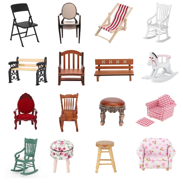 1:12 Dollhouse Chair Simulation Small Sofa Stool Chair Furniture Model Toys Doll House Decoration Dollhouse Miniature Accessory 1