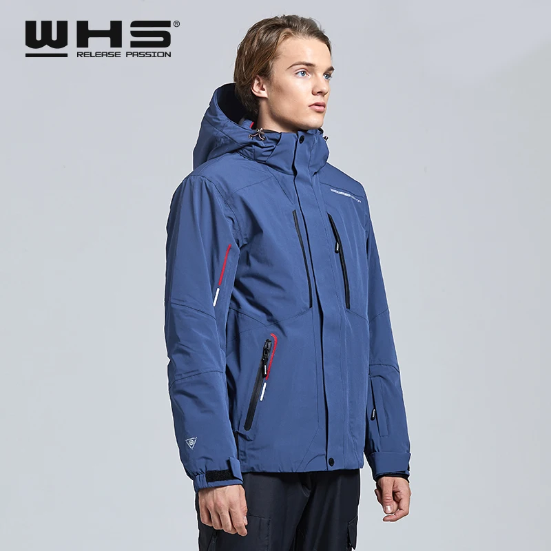 WHS 2018 Новая мужская Лыжная Куртки ветрозащитный мужские теплые пальто зимние