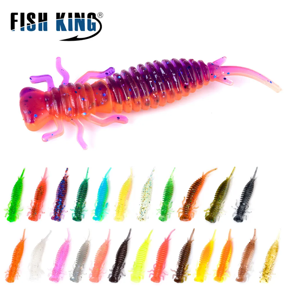 FISH KING 5/6.5/7.6/8.9 см Силиконовая приманка запах мягкая рыболовная 4-10 шт. личинка