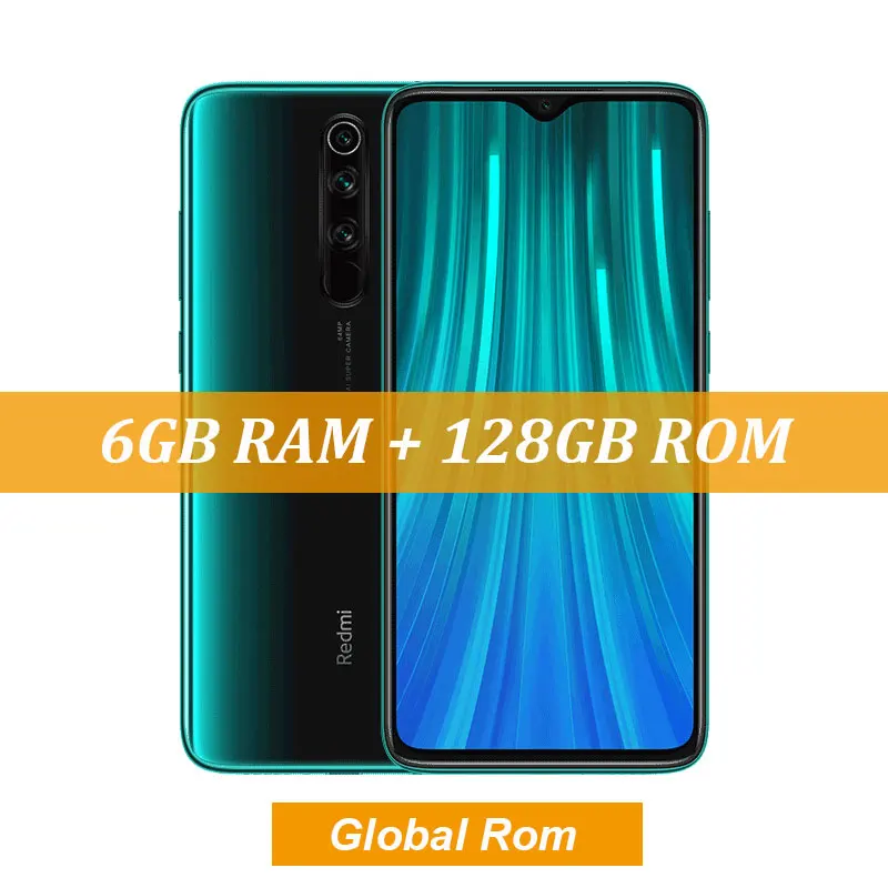Мобильный телефон Xiaomi Redmi Note 8 Pro с глобальной прошивкой, 6 ГБ, 128 ГБ, 64 мп, четыре камеры, 6,53 дюйма, FHD+ экран, 4500 мА/ч, 18 Вт, QC 3,0, UFS 2,1 - Цвет: Global Rom Green