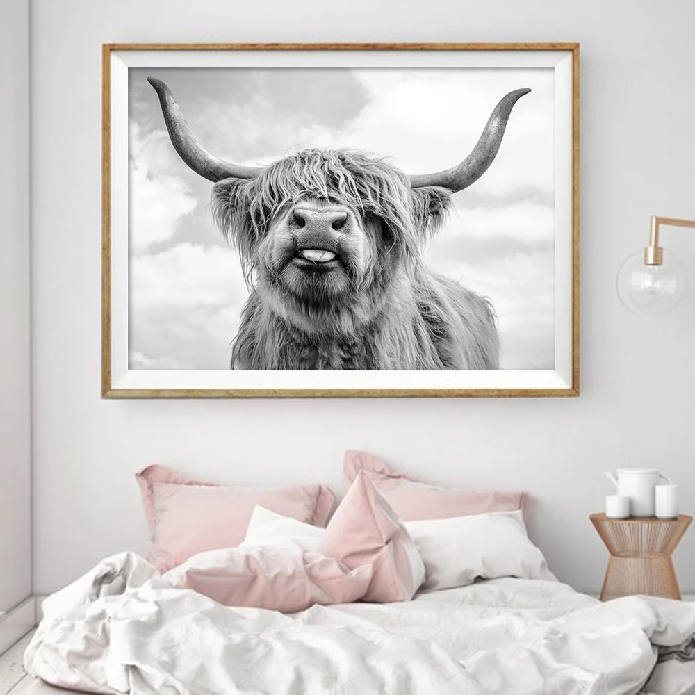 Nordic-Decoration-Highland-Cow-Cattle-Wall-Art-Canvas-Poster-And-Print-Animal-Canvas-Painting-Picture-For (3)