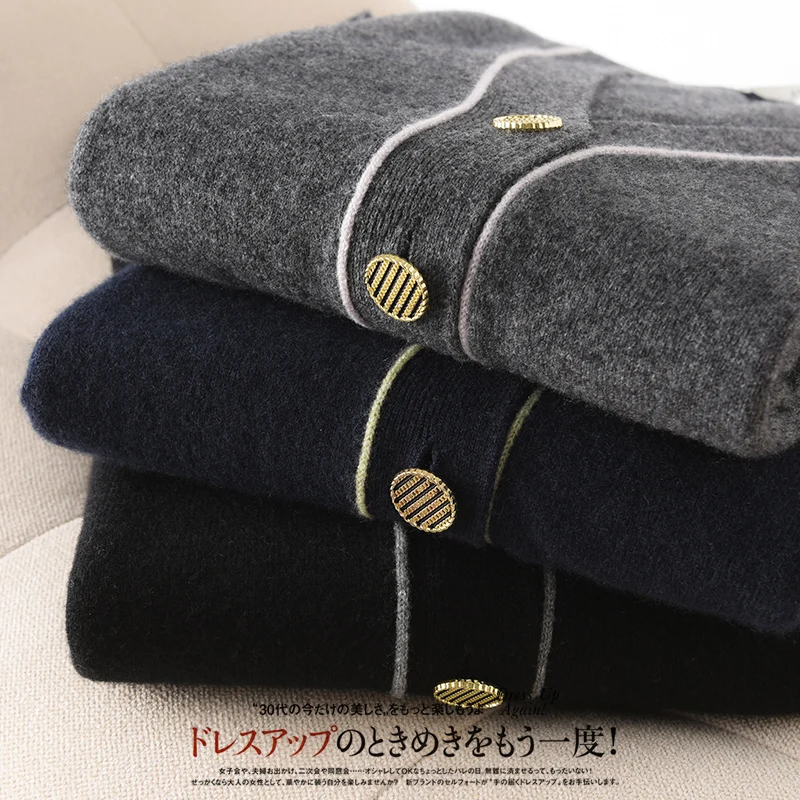 knitwear Elegant V-neck women's Korean style color