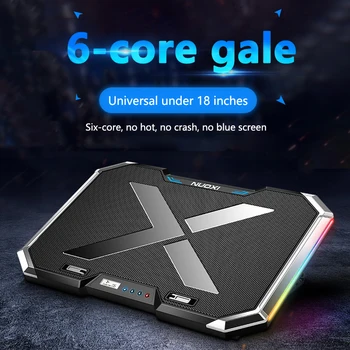 

Laptop Cooler Notebook Cooling Pad Gaming Cooler Stand with Six Fan and 2 USB Ports for 14-17inch Laptop Accessories