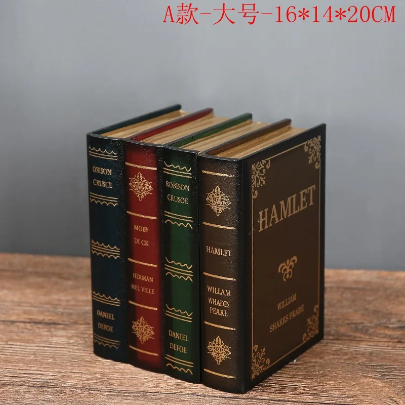 A Large Стильная коробка для хранения книг винтажная деревянная коробка сундук-органайзер деревянная коробка настольная шкатулка для украшений украшение дома - Цвет: A Large