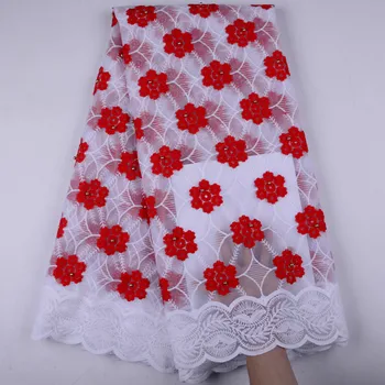 

African Lace Fabric High Quality French embrodery Tulle Fabric New Arrival Milk Silk and beads Lace Fabric For Party Dress