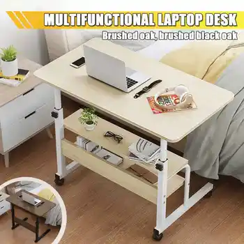 

Movable Bedside Laptop Desk Multifunctional Wooden Brushed Oak Computer Table Study Table Computer Stand