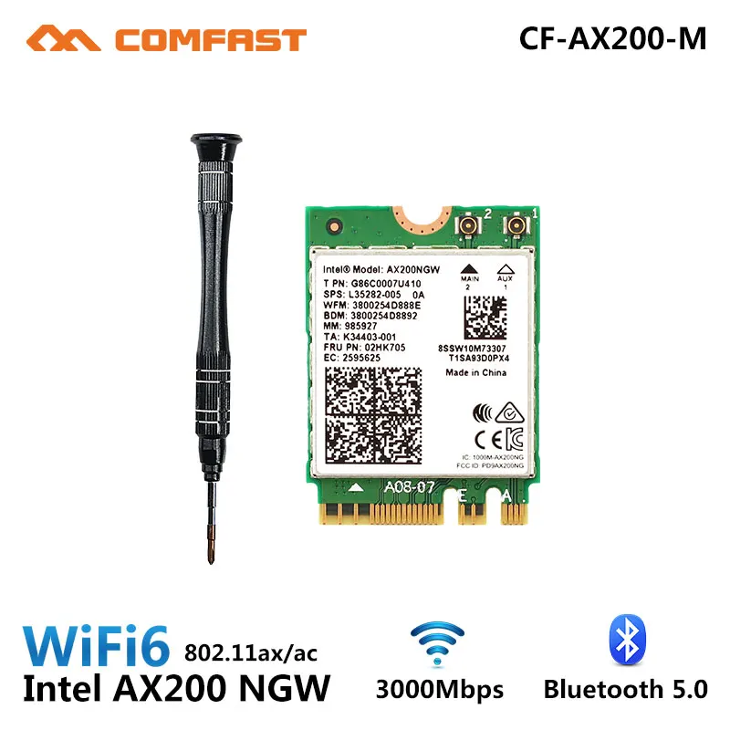 Двухдиапазонная беспроводная Wi Fi 2974 Мбит/с 6 AX200NGW NGFF M.2 Wifi Bluetooth 5 0 сетевая карта 2