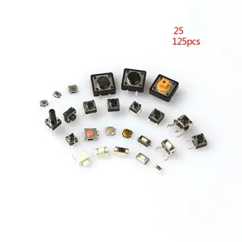 

125Pcs 25 Types Switches Assorted Micro Push Button Tact Switch Reset DIY Kit