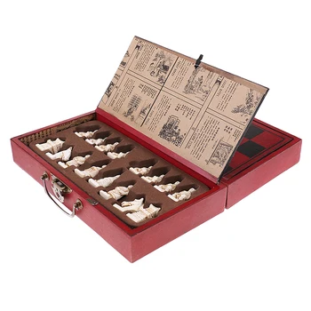 

Portable Wooden Chessboard Chess Board Game Collectibles Craft Gift for Friends Elder 35.7 x 33 x 4.6cm