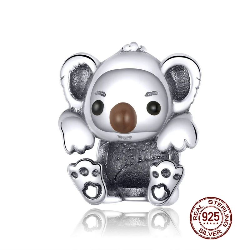 

MOWIMO Real 925 Sterling Silver Baby Koala Beads Fit Bracelets Pandora Charms Silver 925 Original Pandent Jewelry Making BKC1304
