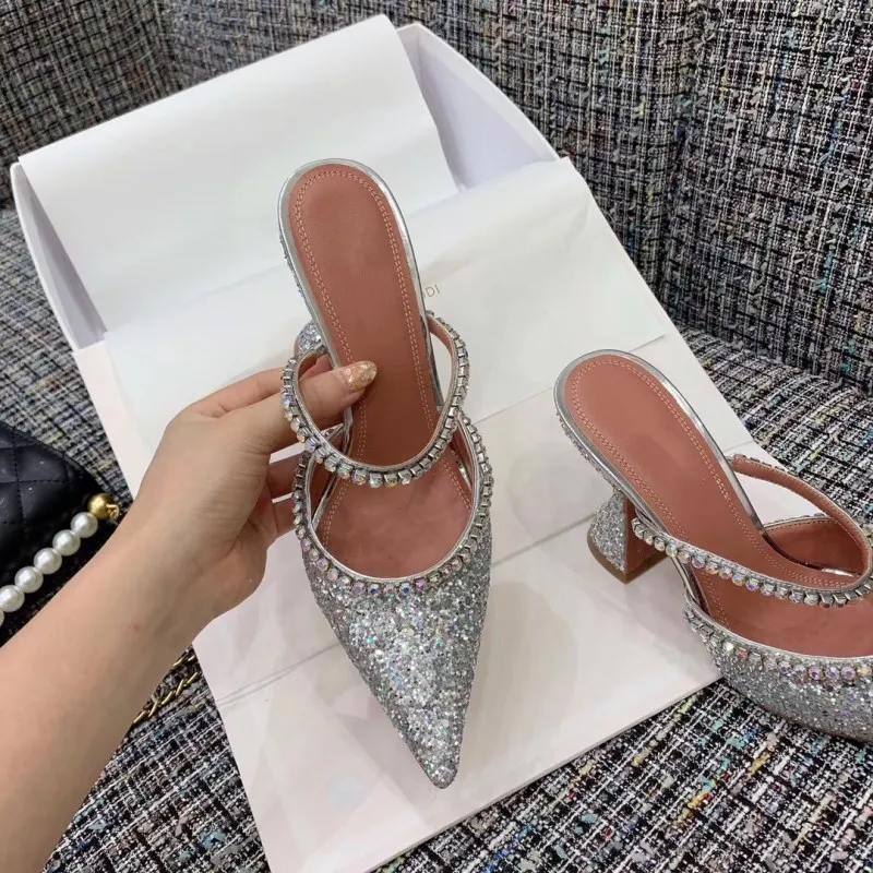 Crystal Pumps Women Sequin High Heels Shoes Woman Bling Buty Damskie Pointed Toe Wedding Party Ladies Shoes Zapatos De Mujer