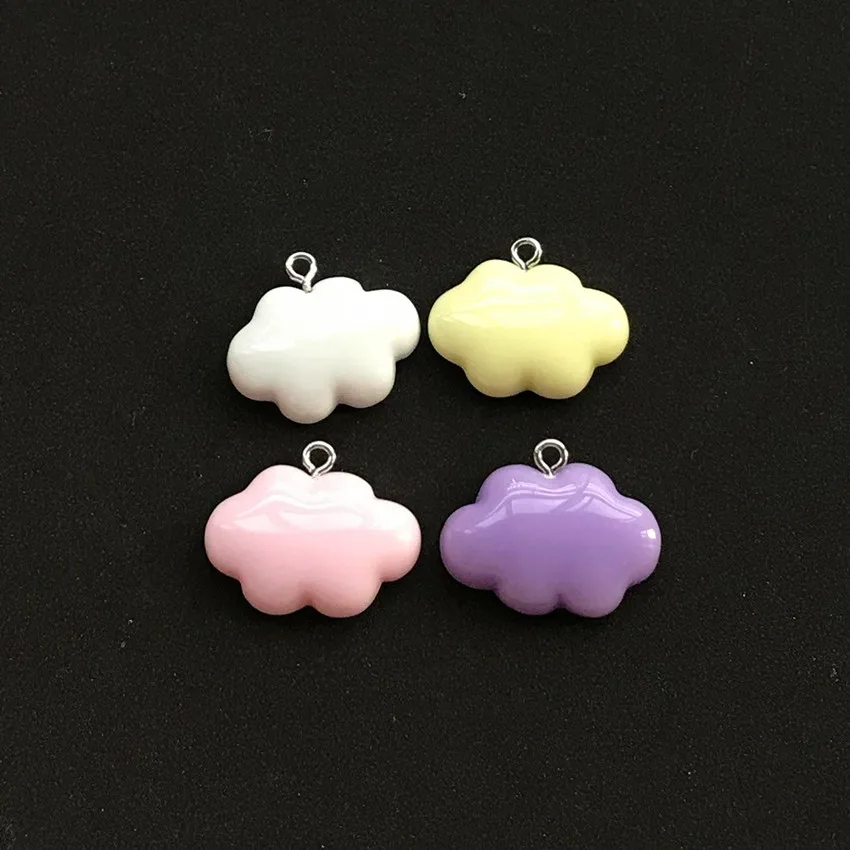 

10pcs 25mm*17mm Multicolor Resin Flatback Clouds For Necklace Keychain Pendant DIY Making Accessories