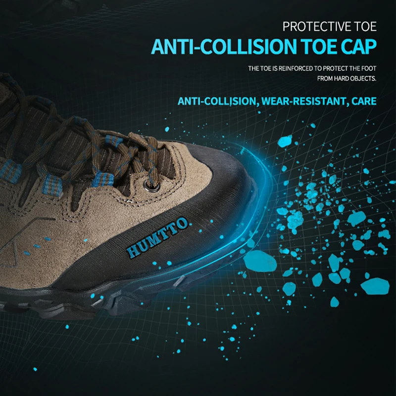 HUMTTO Waterproof Outdoor Sneakers for Men Brand Leather Walking Hiking Shoes Men's Mountain Climbing Trekking Sport Man Boots