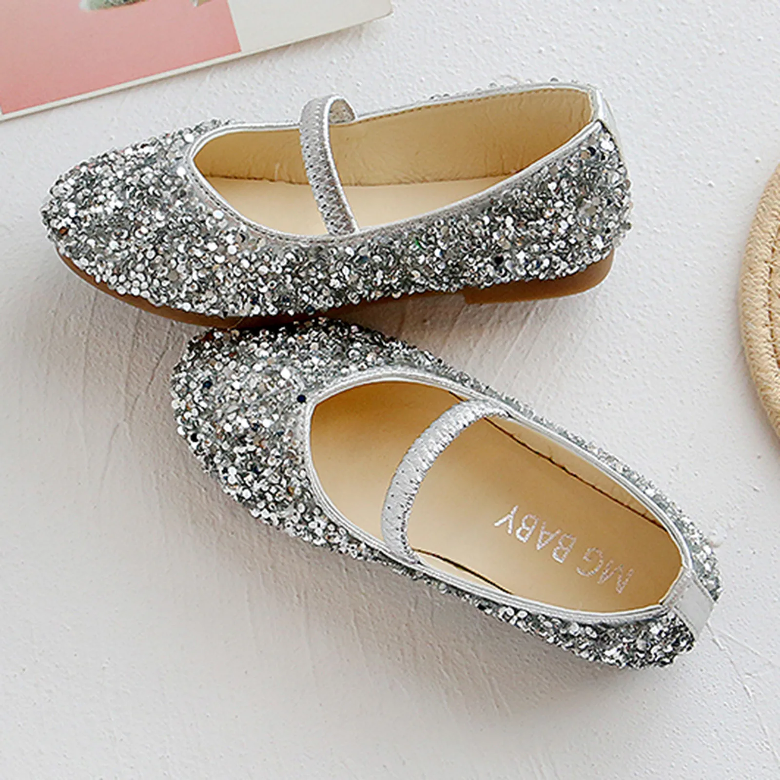 1-11 Years Girls Dance Leather Princess Shoes Sequined Soft Bottom Baby Single Shoes Kids Girl Party Sparkly Teen Children