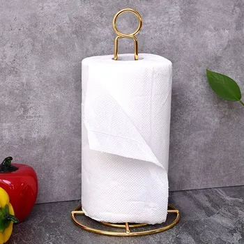 

Simple stainless steel Diversified Paper Towel Holder Round base Vertical paper towel holder Gold Toilet Roll Paper Rack