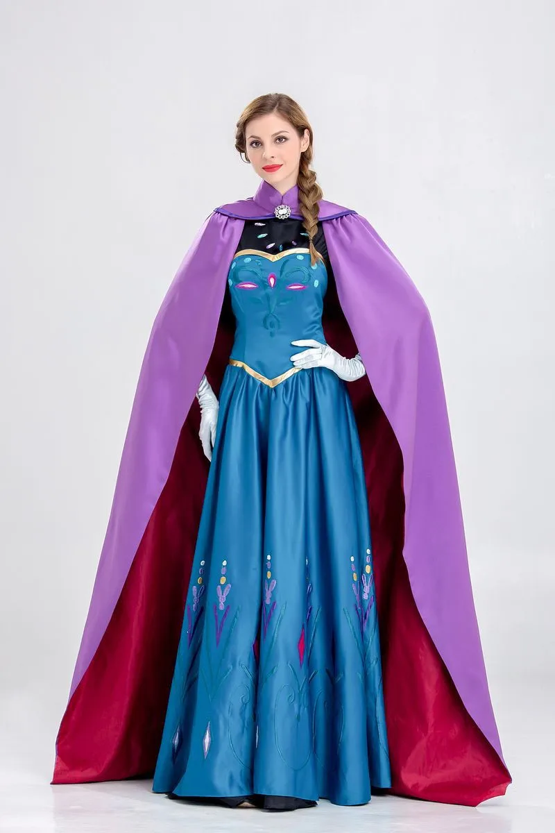 Anime Movie Froze-Elsa and Anna costume Snow Queen Cosplay Dresses for Women Halloween Costume Performance Party