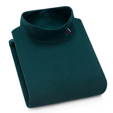 Aoliwen мужской осенний и зимний сезон плюс бархатный теплый свитер с высоким воротником и принтом сплошной цвет длинный рукав мягкий приталенный мужской