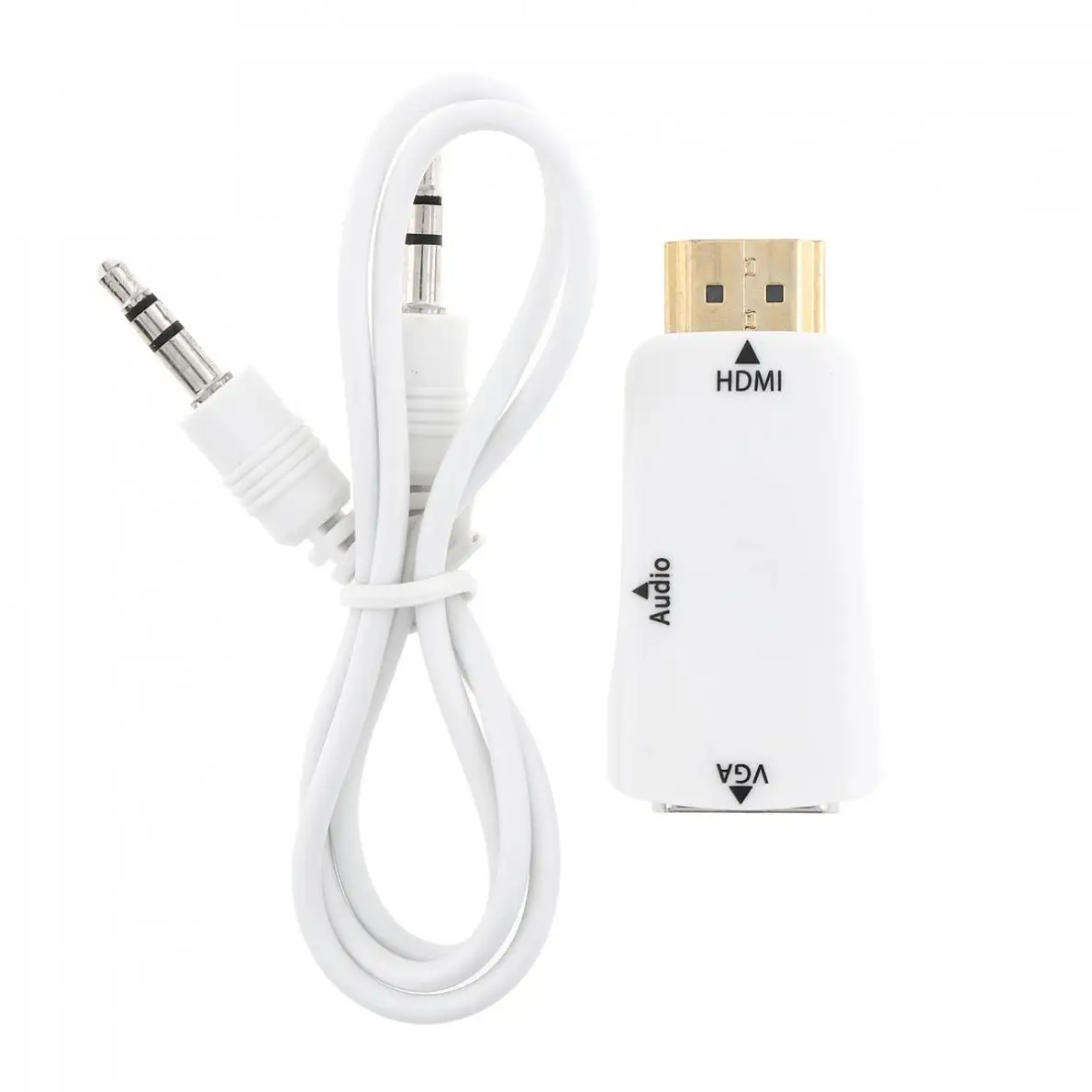 HD белый пластик портативный HDMI к VGA видео адаптер с AV аудио кабель для ПК/ноутбука/DVD/PS3