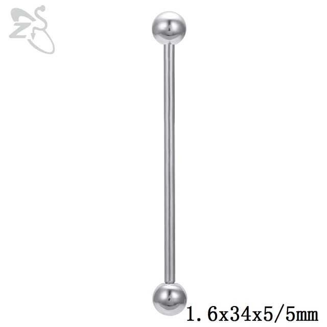 ZS 1 PC Colorful Stainless Steel Long Industrial Barbell Ring For Women Men 14g Snake Ear Tragus Helix Ear Piercing Body Jewelry Style 1