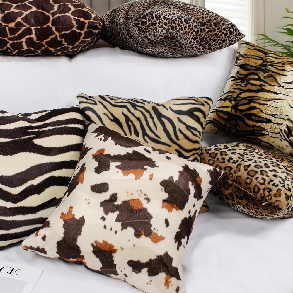 Details about   Faux Fur Leopard Print Pillow Case 50x50cm Plush Throw Pillow Covers Sofa  Cover 