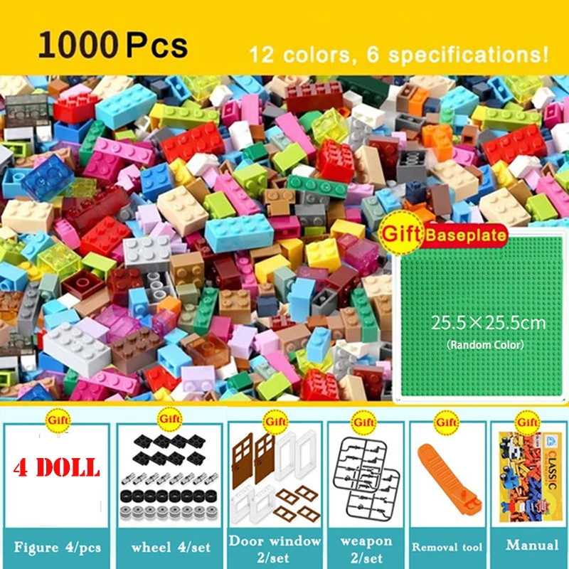 

1000PCS City DIY Creative Classic Bricks Bulk Model Figures Educational Kids Toys Gifts Compatible LegoINGlys Building Blocks