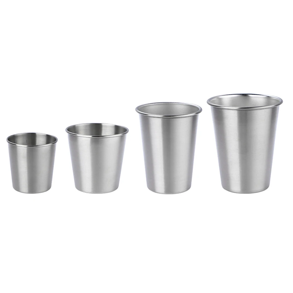 4PCS 30/70/180/320 мл металла Нержавеющая сталь чашка кружка Кофе пивной стакан кружка Офис FAS6 - Цвет: 4PCS