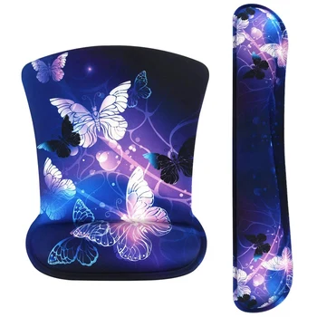 

Keyboard Wrist Rest Pad and Mouse Wrist Rest Support Mouse Pad Set, Non Slip Rubber Base Wrist Support Butterfly