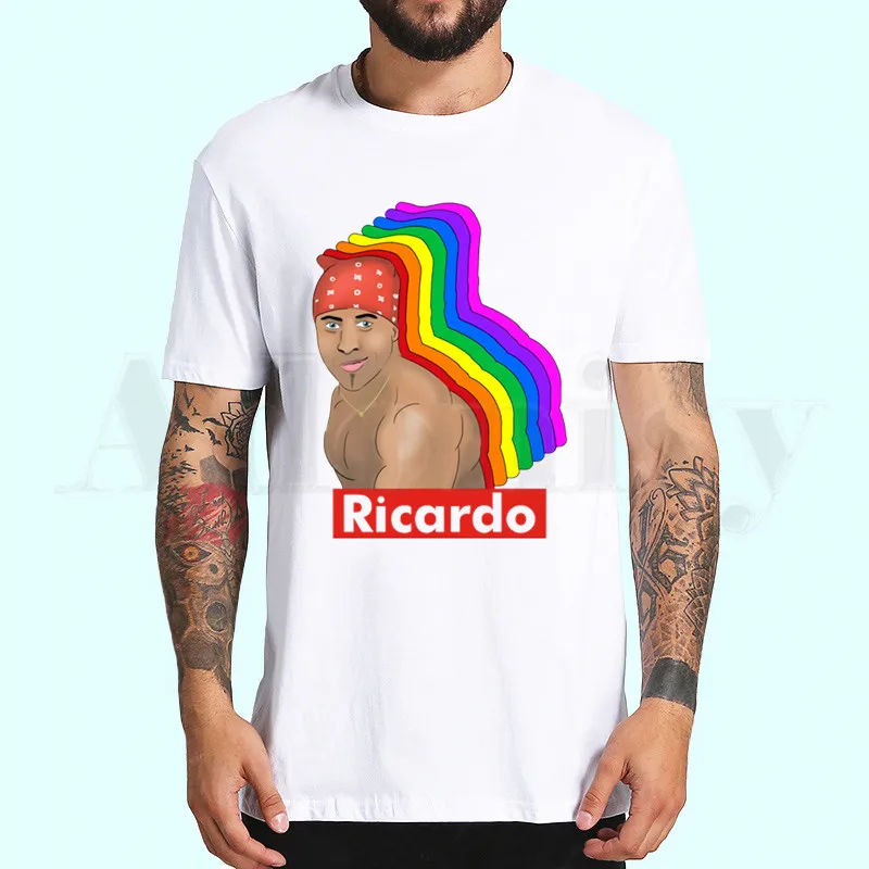 Ricardo Milos, Мужская футболка, летняя, короткий рукав, принт, Жевательная печать, забавная, Harajuku, футболка, Топы, Мужская футболка, уличная одежда - Цвет: N1013B