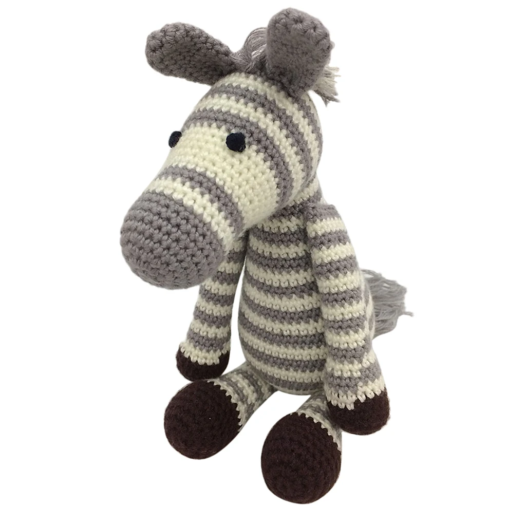 DIY Zebra Doll Crochet Kit for Beginners Adults Hand Knitting Animals Stuffed Toy Sewing Craft