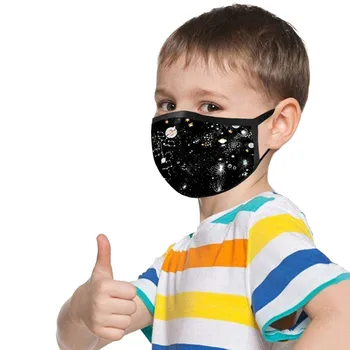 

10pcs Children Printed Outdoor Reusable Washable Outdoor Breathable Face Mask Washable Halloween Adjustable Strap Cosplay