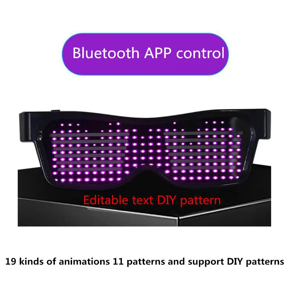 Litake светодиодный волшебный usb зарядка DIY приложение управление Bluetooth светящиеся очки для вечерние