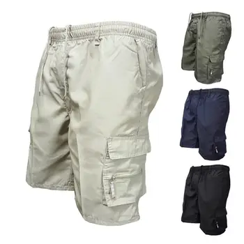 

Casual Summer Men Solid Color Multi-pockets Drawstring Baggy Cargo Shorts Pants Multi-pockets Drawstring Cargo Shorts Pants