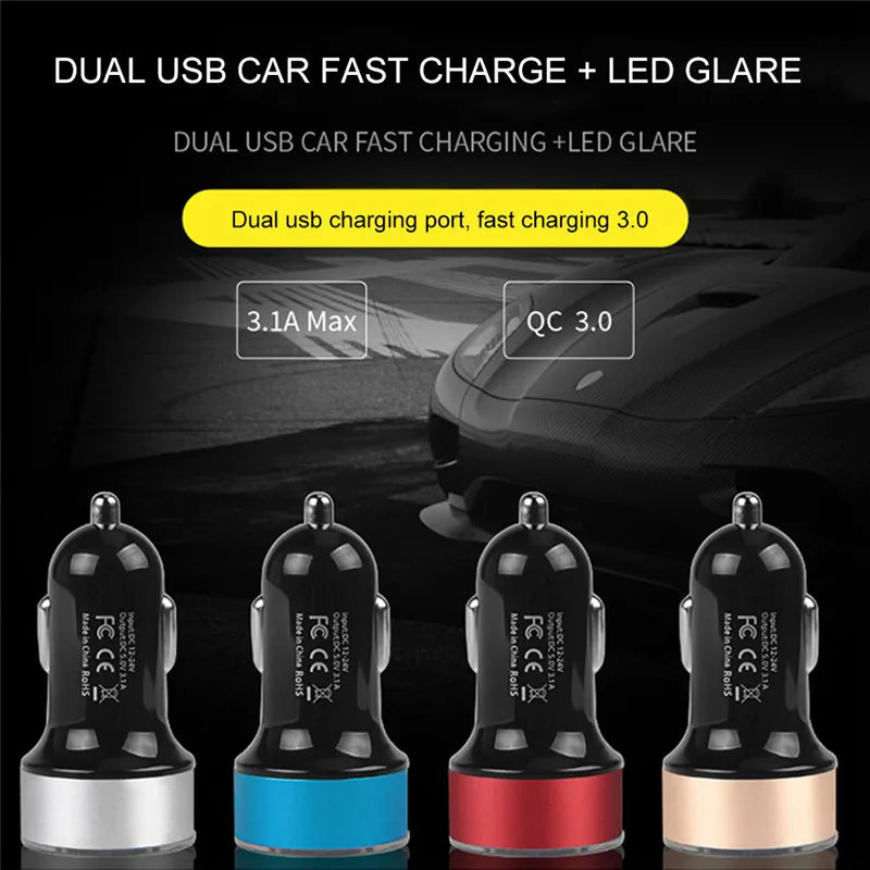 

Multi-function car charger dual USB QC 3.0 adapter cigarette lighter LED voltmeter for all types of mobile phones charger