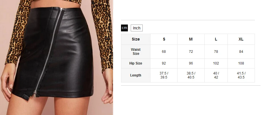 

UK Women Front Zip PU Leather High Waist Bodycon Bust Mini Skirt Clubwear Party