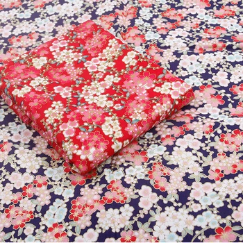 

Japanese and Korean style fabric handmade DIY clothing fabric two-color gilded Sakura tree pattern cotton fabric